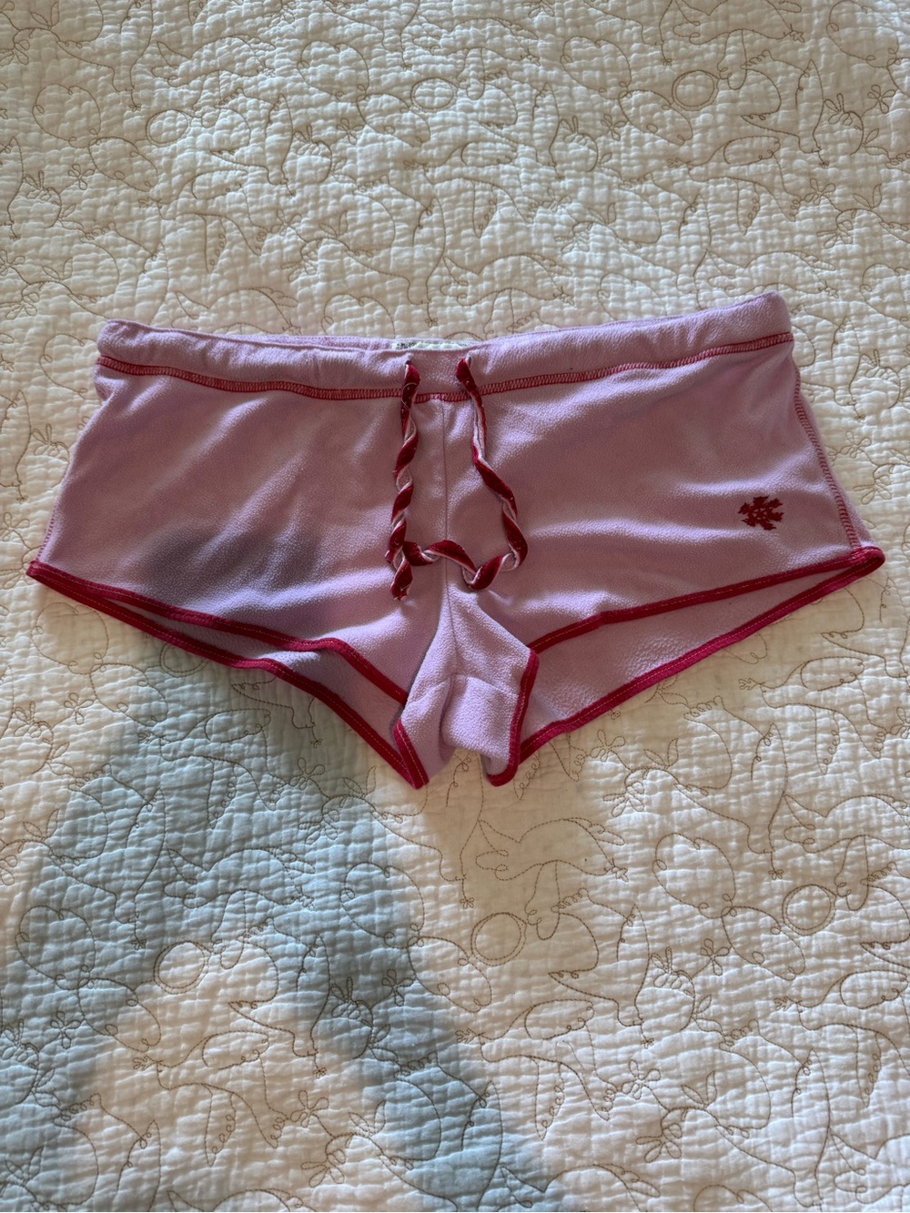 Vintage Low Rise Pj Couture Pink Lace-Trim Sleep Shorts